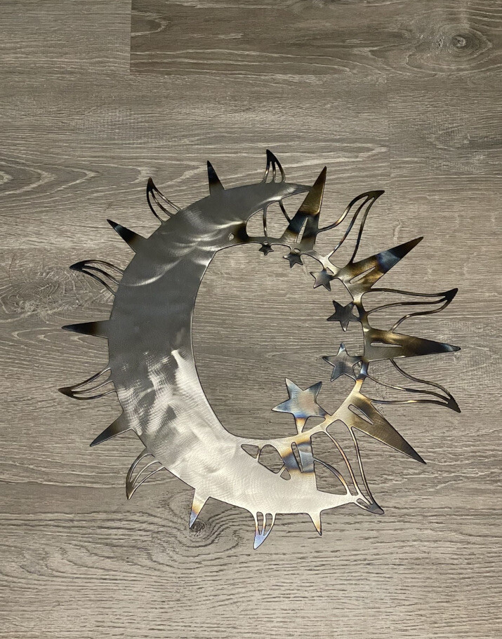 Metal Sun And Moon Wall Art, Decor, Home Decor, Moon, Sun