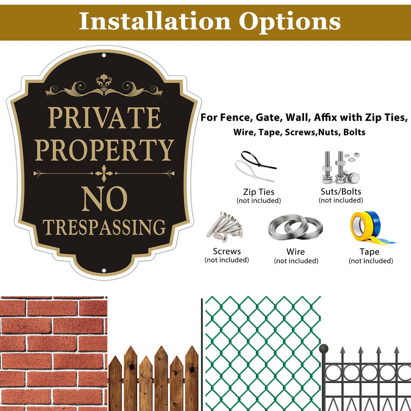 2 Pack Private Property No Trespassing Sign, 12×10 Inch Aluminum Metal Sign, …