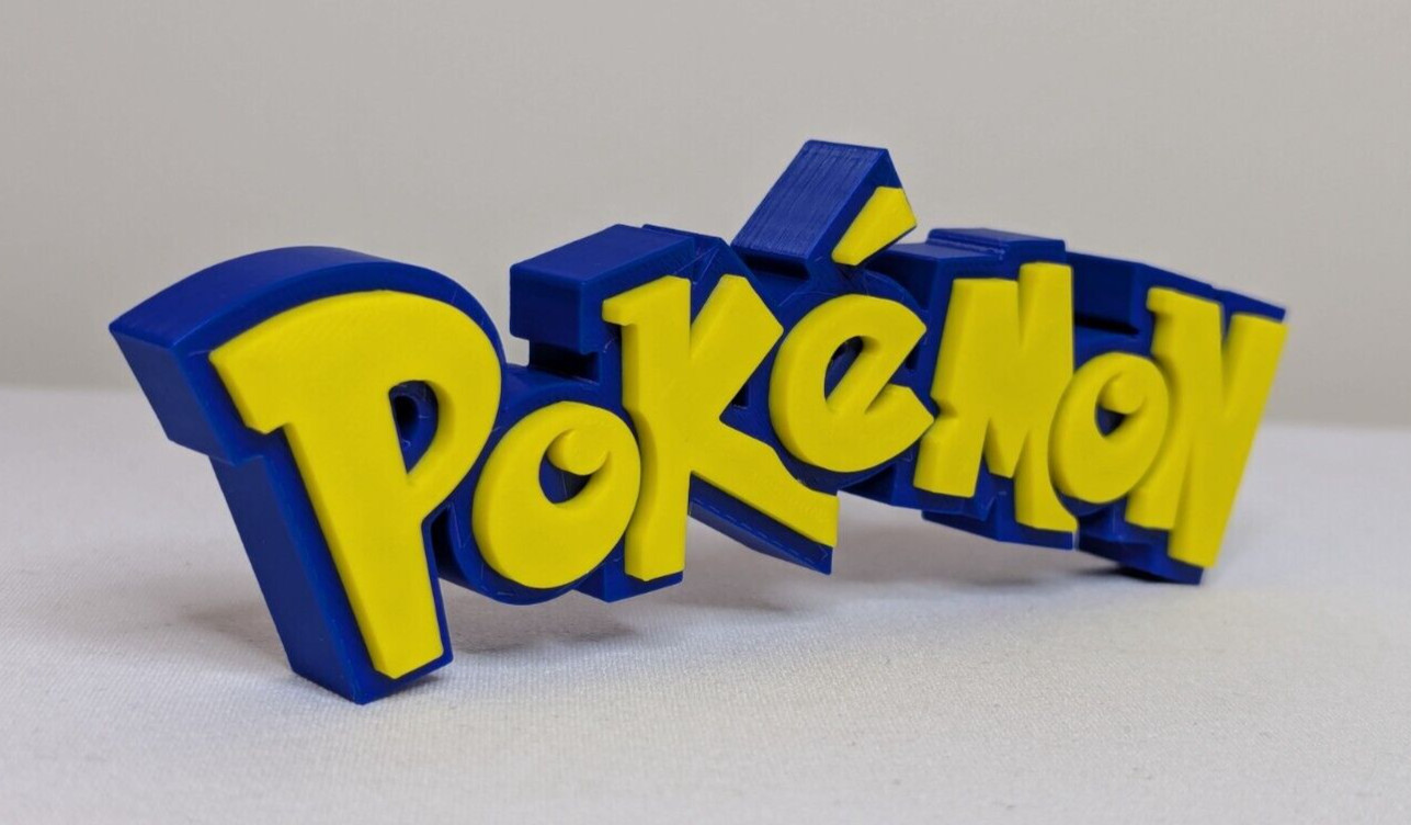 Pokemon SMALL DARK BLUE/YELLOW Logo Plaque Display