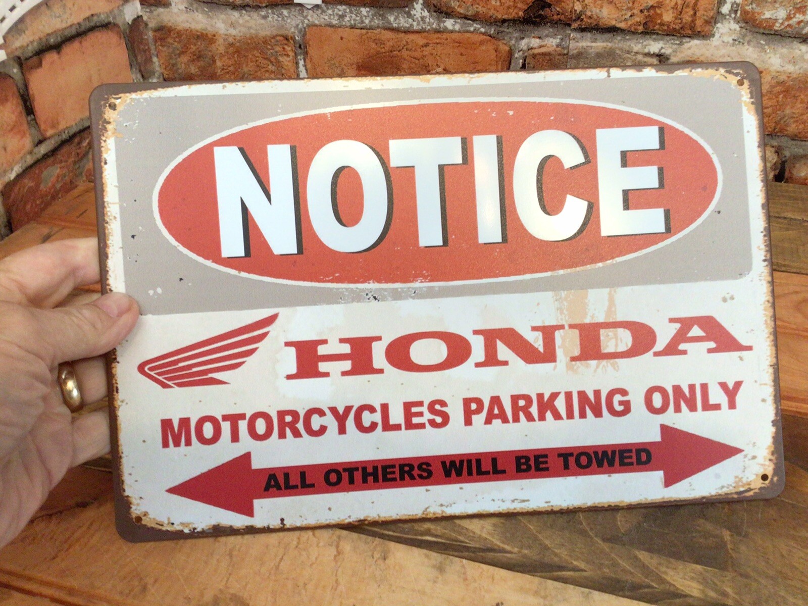 12″x8″ Vintage Patina Style “Honda Motorcycle Parking Only” Sign…A Great Gift!
