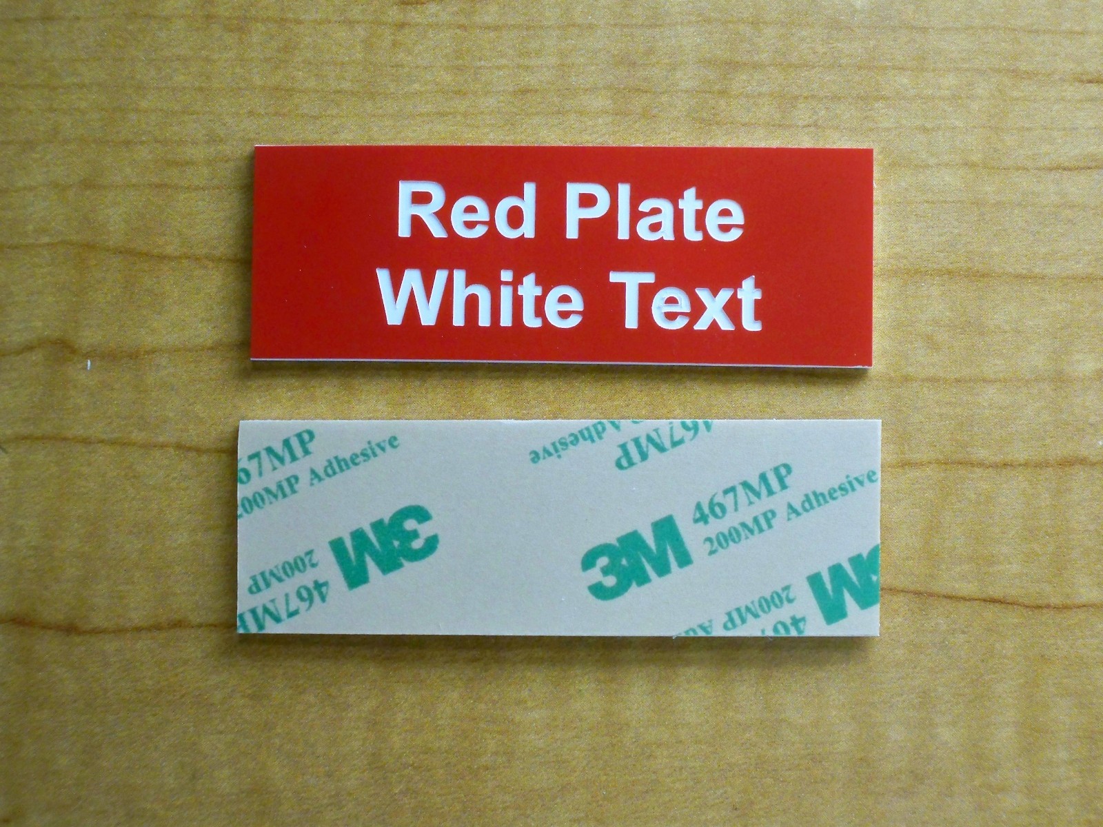 Any Size Custom Engraved Red Plate Plaque Sign Tag Label w/ Adhesive