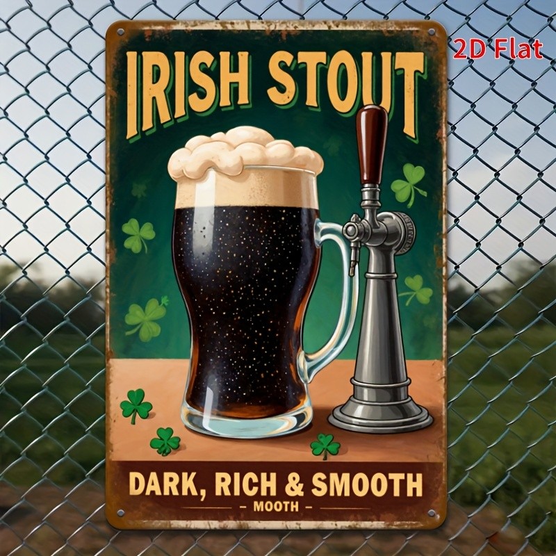 St Patricks Day Gift Irish Stout Metal Sign Dark Rich Smooth Beer Retro Wall Art