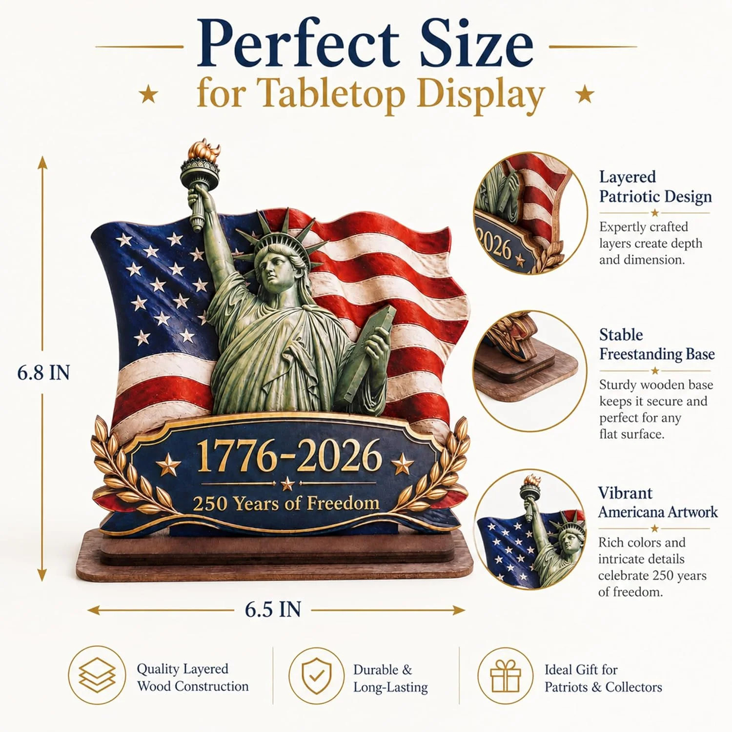 USA 250th Anniversary Decoration, 1776-2026 Wooden Plaque, 250 Anniversary Usa M