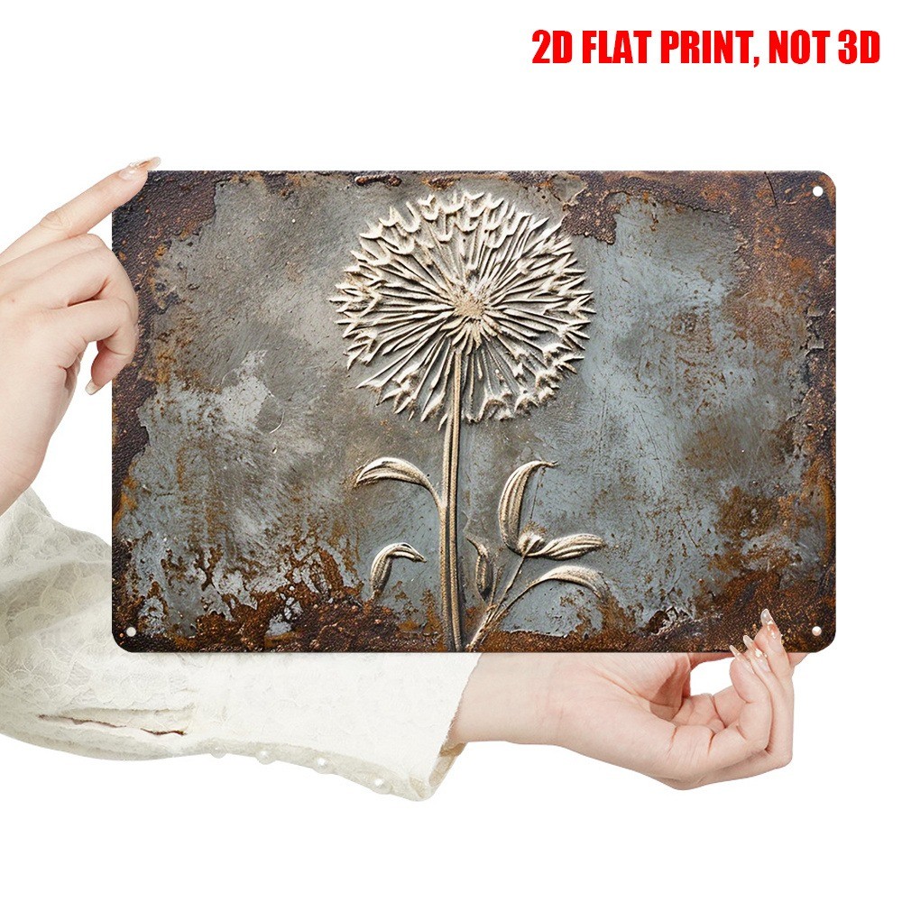 Vintage Dandelion Metal Tin Signs Rustic Floral Wall Art Decor Gym Cafe Garage