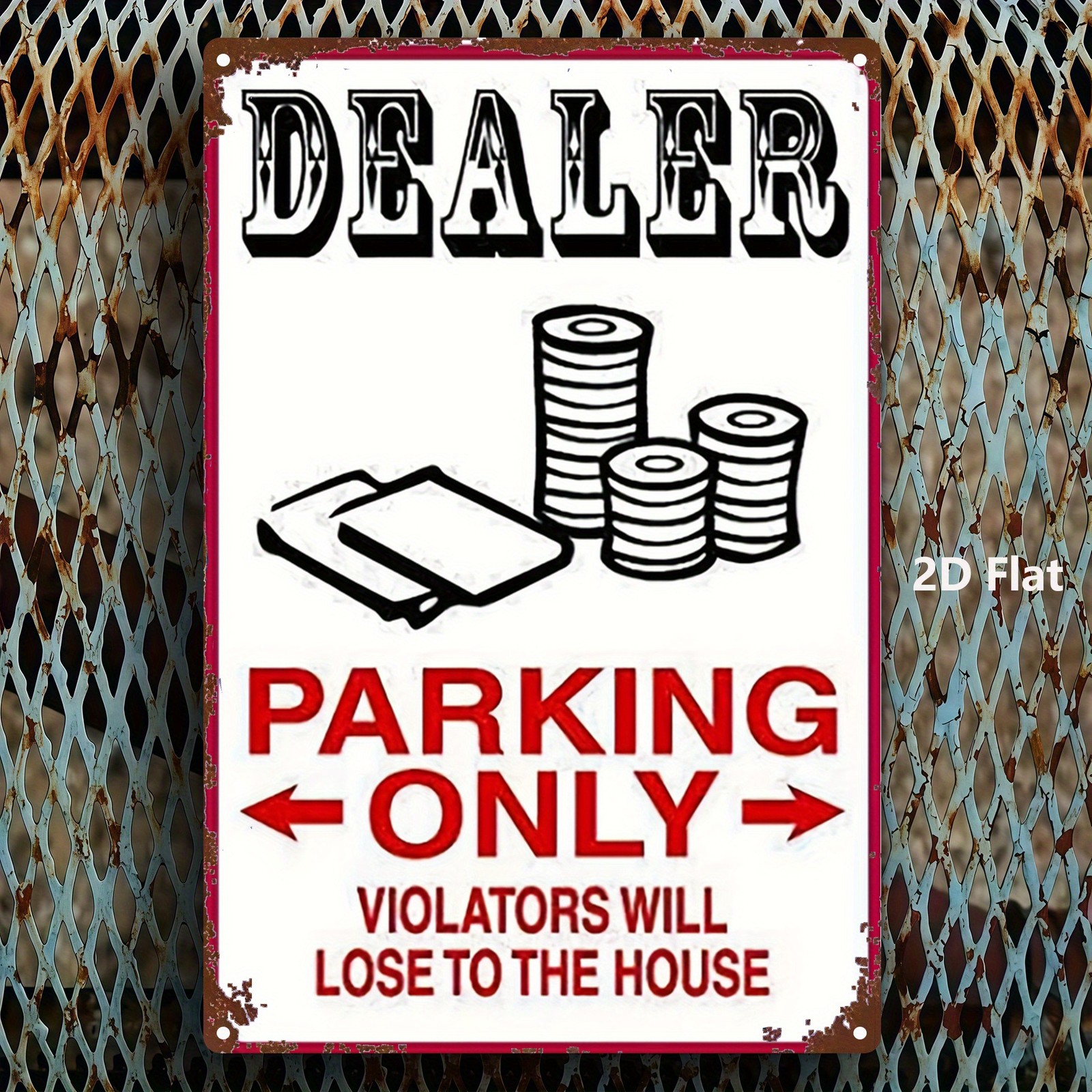 Dealer Parking Only Funny Vintage Metal Sign Game Room Bar Home Wall Decor