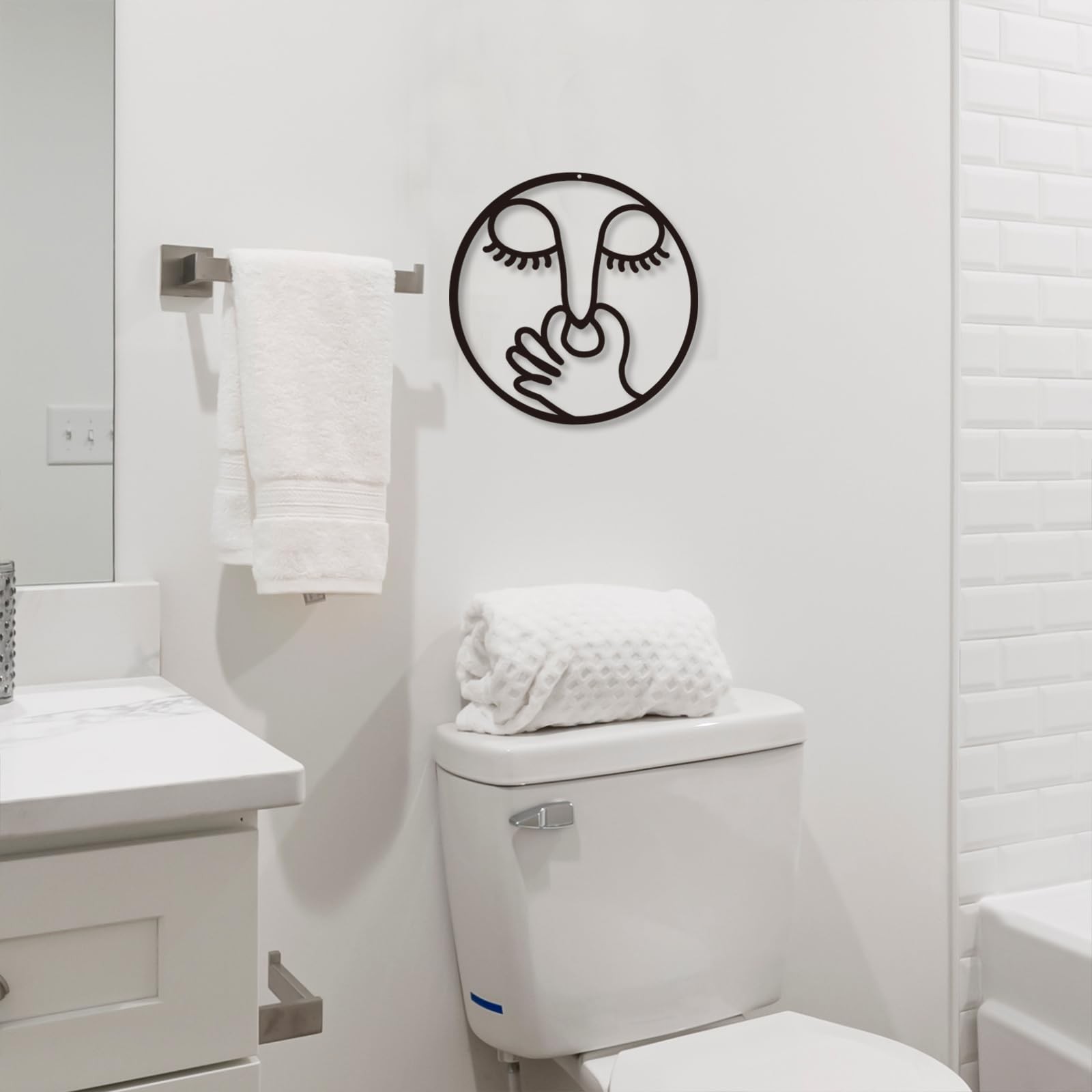 Funny Bathroom Metal Wall Decor Bad Smell Humorous Wall Art Black Guest Wall