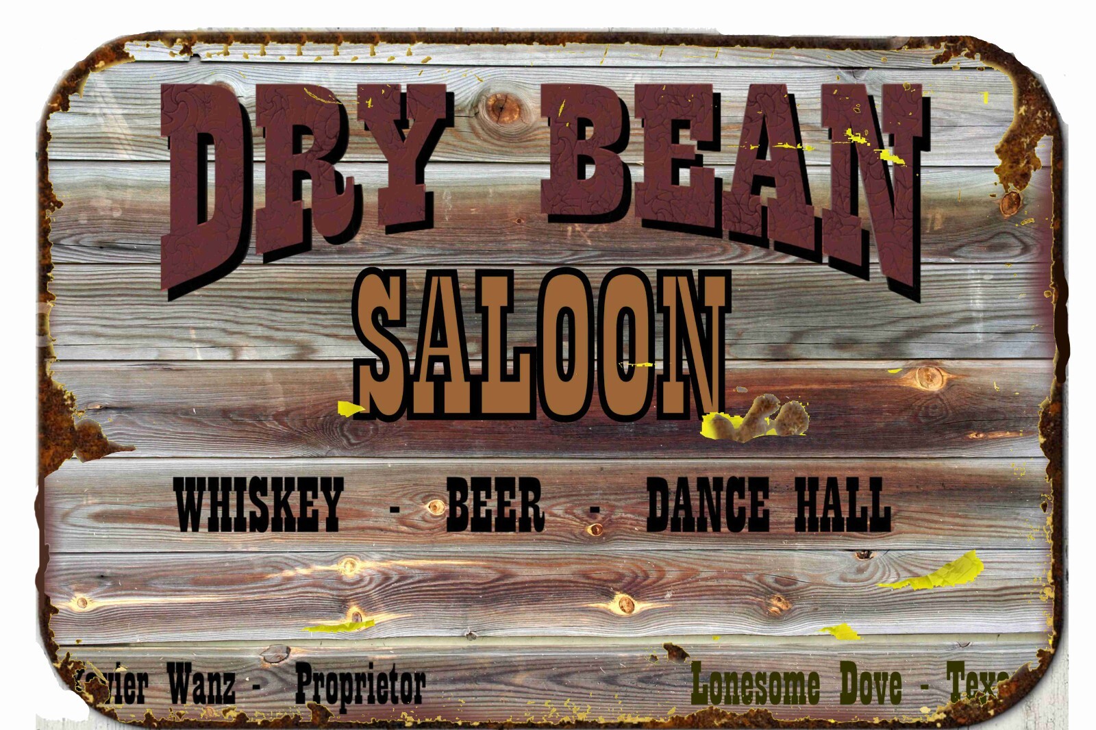 Dry Bean Saloon Lonesome Dove Metal Tin Sign 8 x 12 Vintage Retro Look