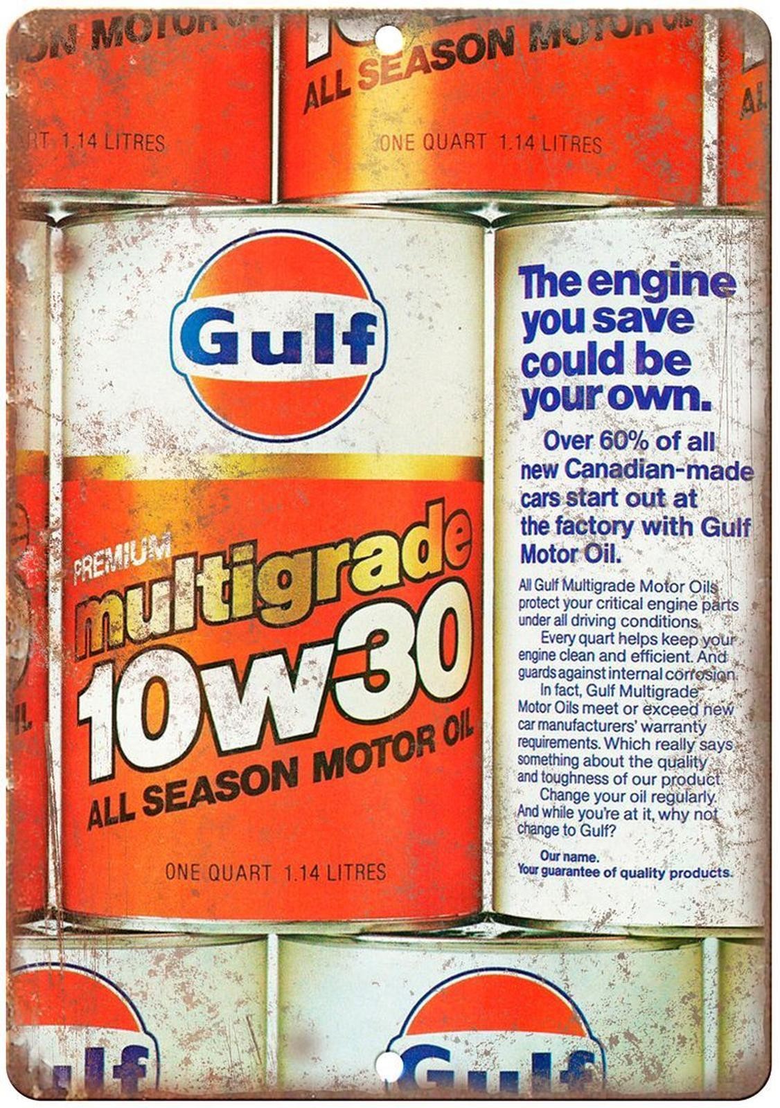 Motor Oil Sign Gulf Multigrade Vintage Aluminum Sign 8×12 Funny Decor