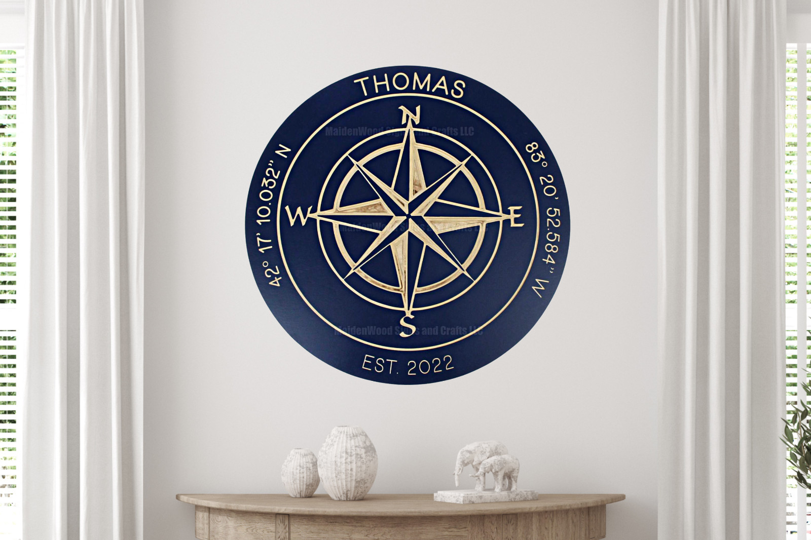 Custom Last Name Established Sign with Latitude and Longitude GPS Address Home