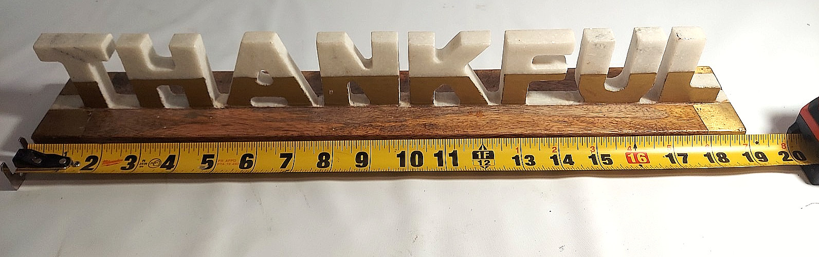 THANKFUL Sign Wooden Alabaster w unknown metal