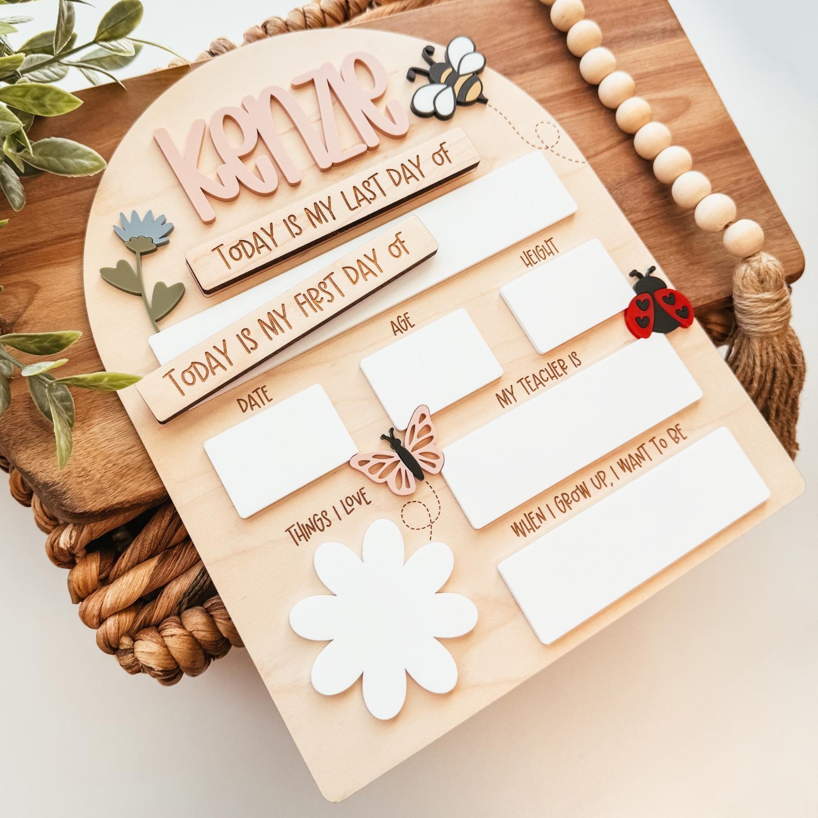 Custom First & Last Day School Sign, Interchangeable Photo Board