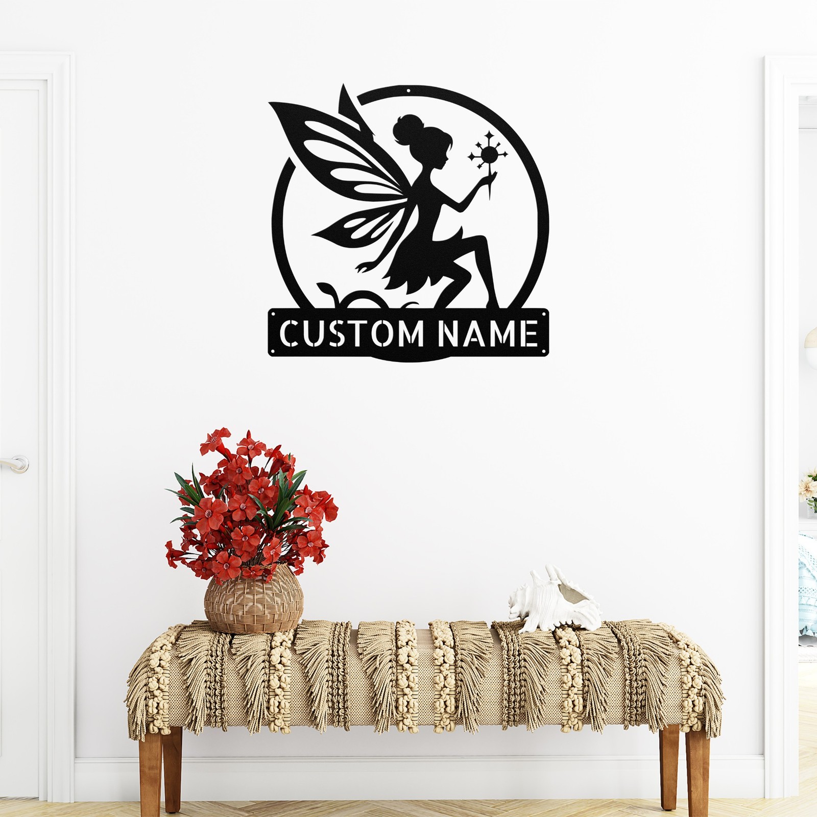 Personalized Fairy Monogram Metal Sign Custom Name Art Gift for Home Decor