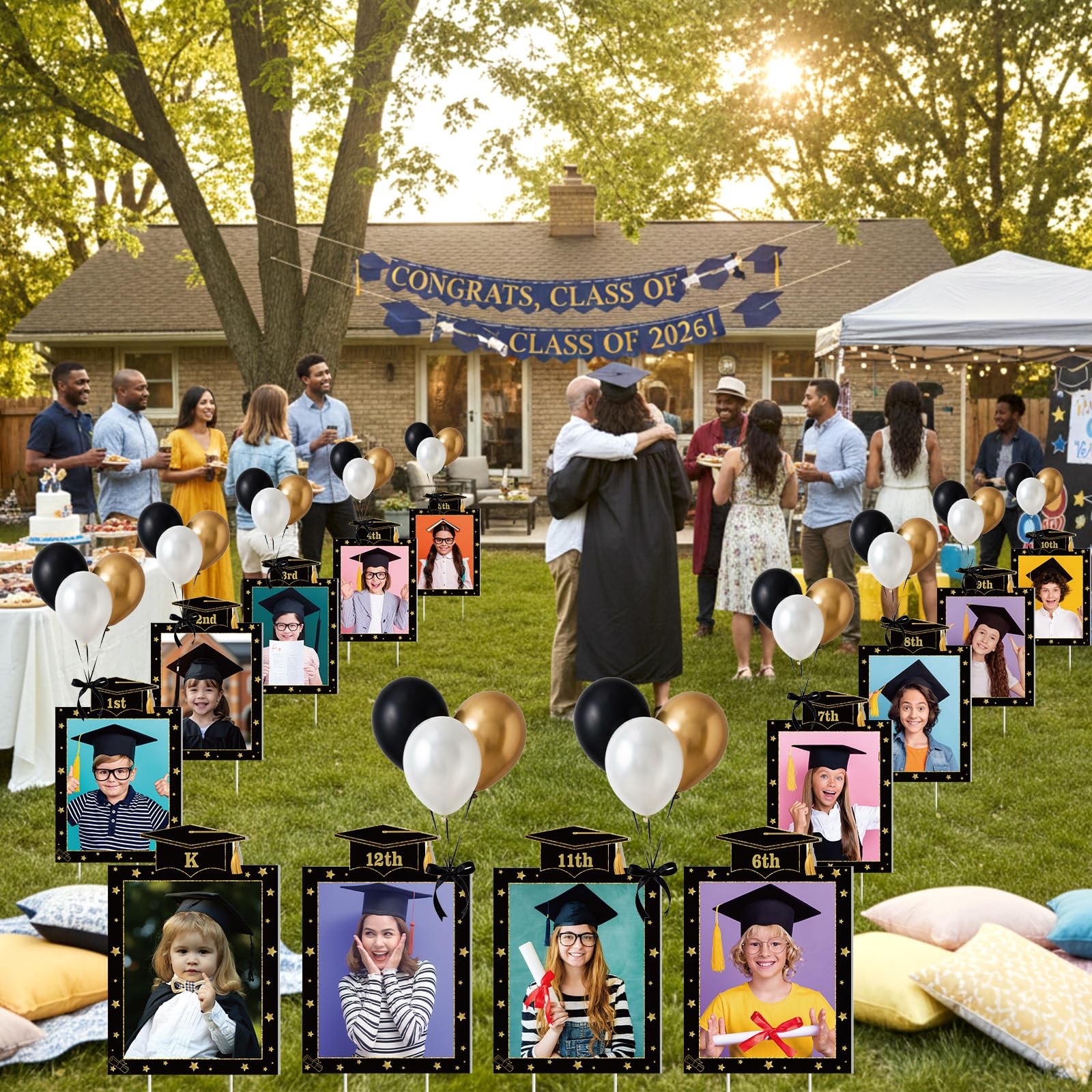 LemonSecret 13 Pcs 2026 Graduation Decorations K-12 Graduate Photo Yard Signs…