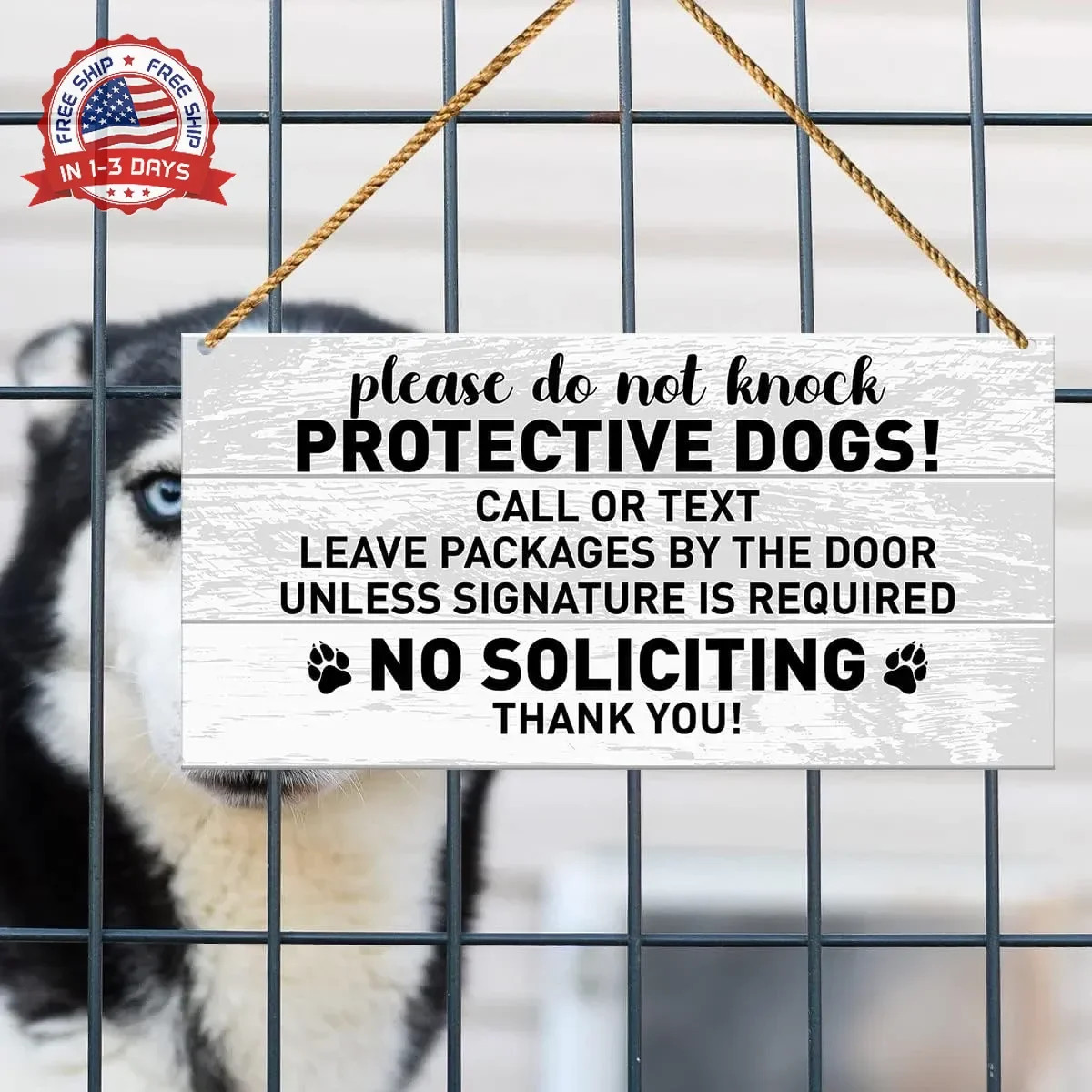 No Soliciting Dog Warning for Home & Yard Decor – Beware of Dog Sign for Front D
