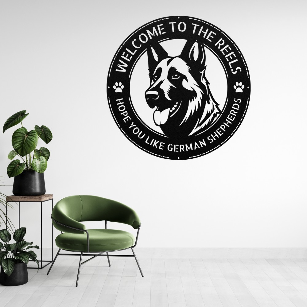 Personalized German Shepherd Welcome Metal Sign Family Name Dog Lover Gift