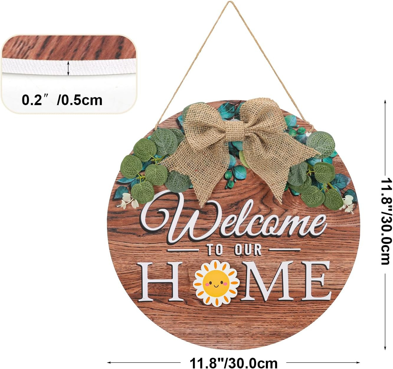 Interchangeable Seasonal Welcome Door Sign Front Door, Rustic round Wreaths Wall