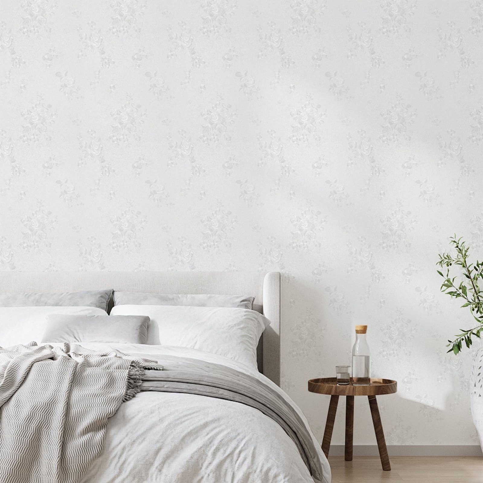 White Wallpaper Peel and Stick Contact Paper 17.3in x 118.1in Floral Embossed…