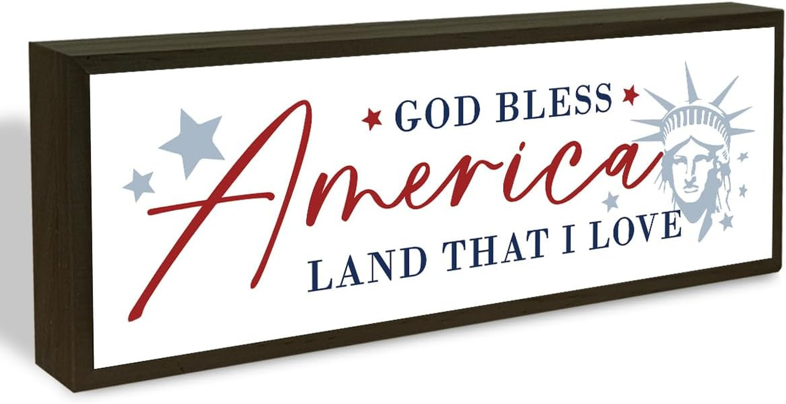 4Th of July Wooden Sign, God Bless America Land That I Love, Patriotic Home Deco