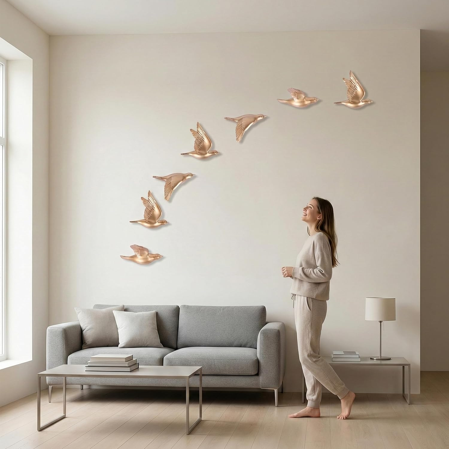 Bird Wall Sculptures Set of 3-3D Wall Art Decor for Living Room, Home Decor Mode