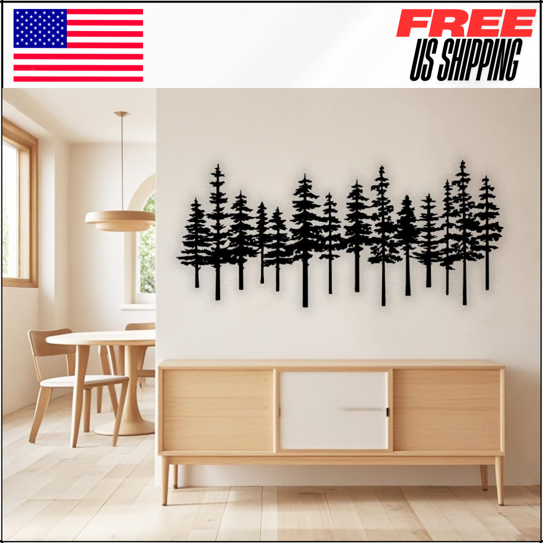 Metal Pine Tree Wall Art Home Decor Nature Cedar Metal Sign Decorations Nature
