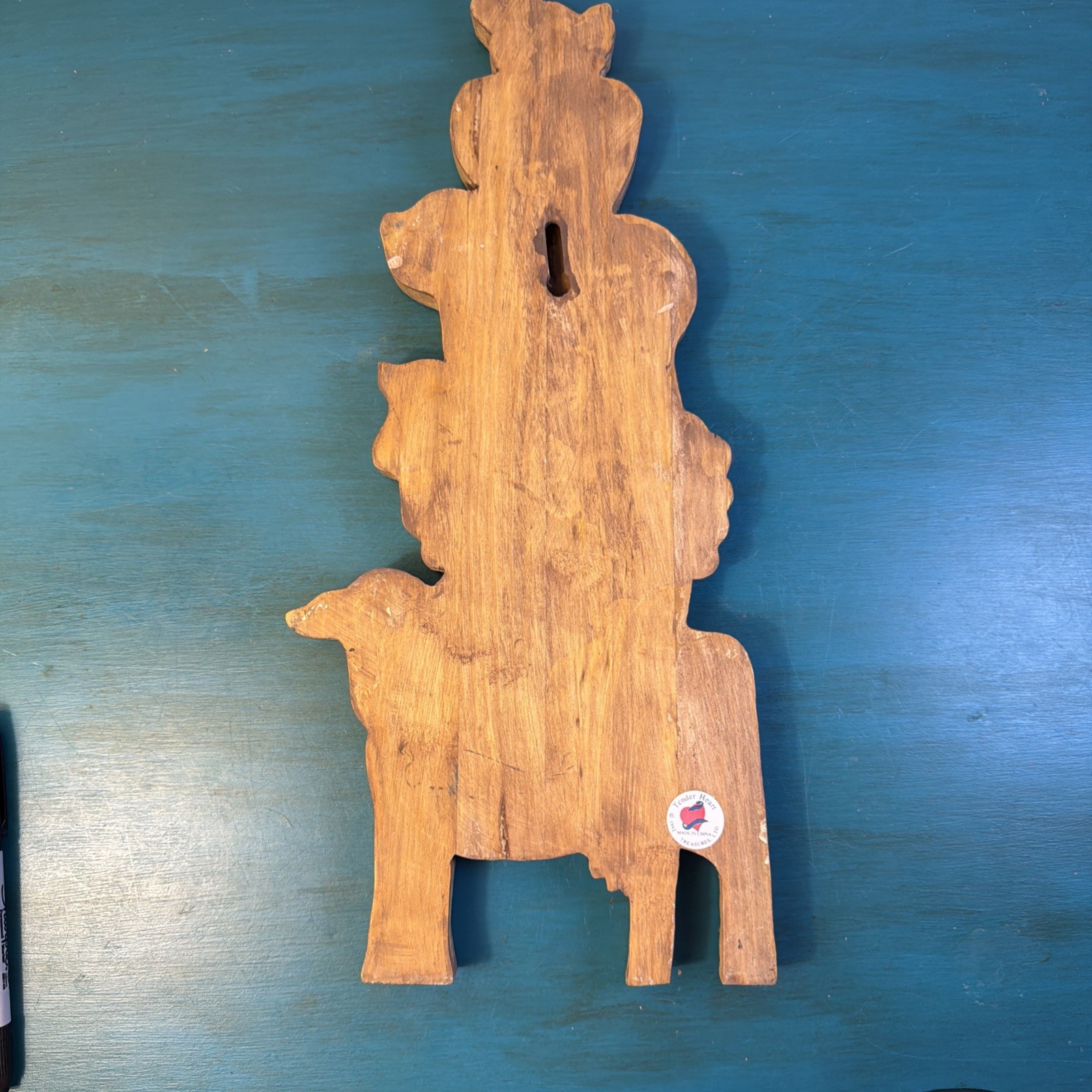 Distressed Rustic Wooden Wall Hanging Stacked Farm Animals Vtg 1992 Farm Fresh