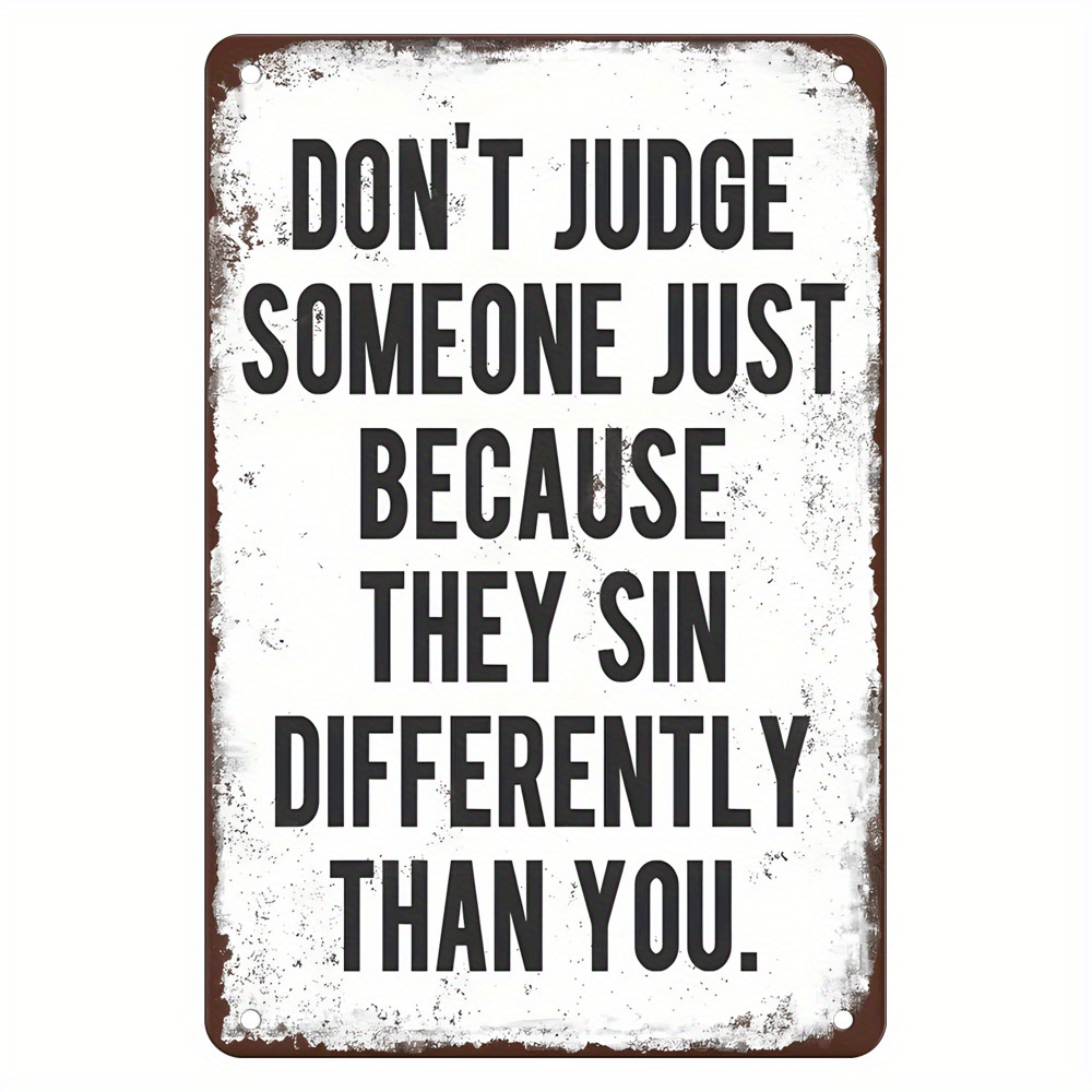 Dont Judge Others Differently Sin Vintage Metal Sign Farmhouse Living Room Decor