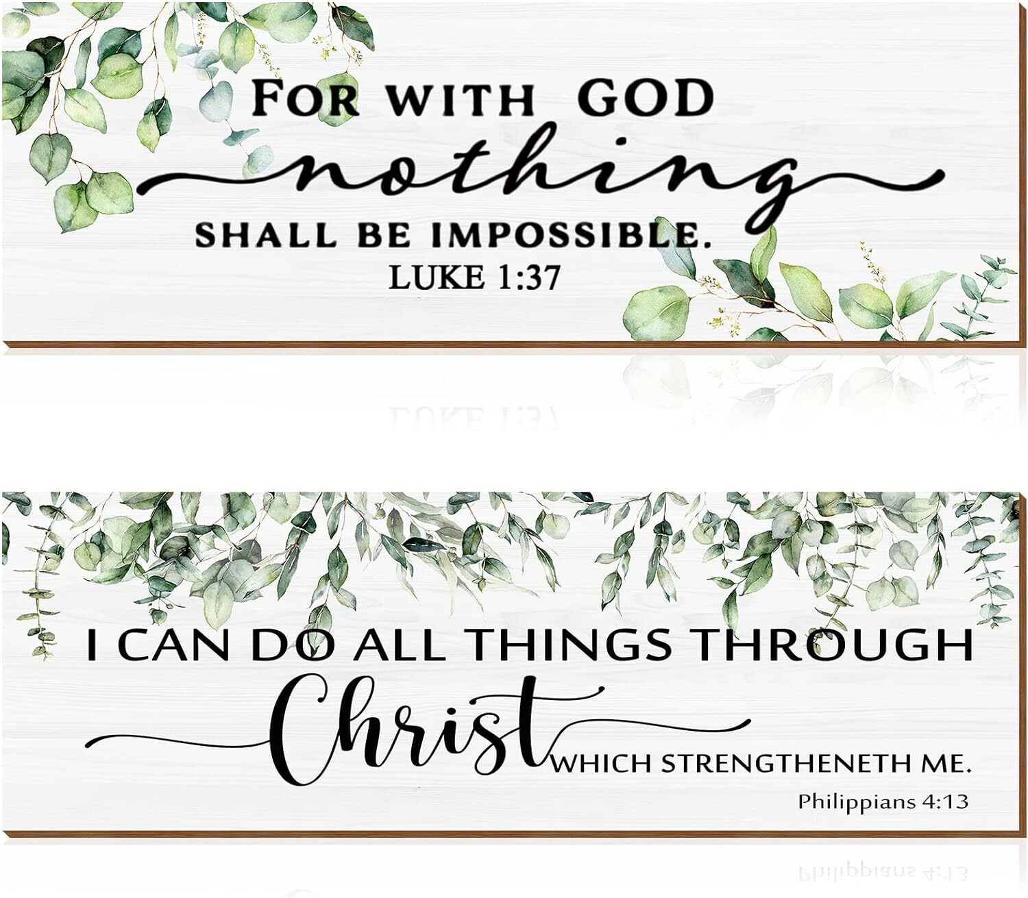 Yalikop 2 Pieces Inspirational Wall Decor, Wooden Bible Verse 12 x 4 Inch