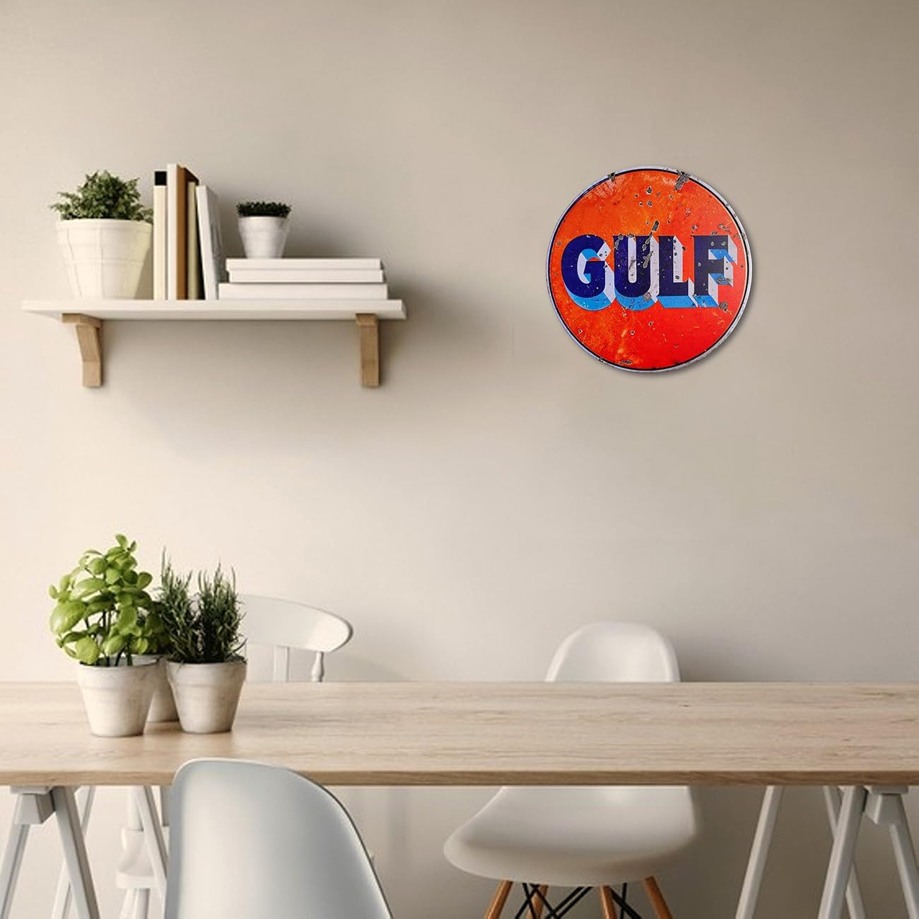 Retro Gulf Metal Tin Sign Round 12″ Vintage Garage Wall Decor Cave Gas Station