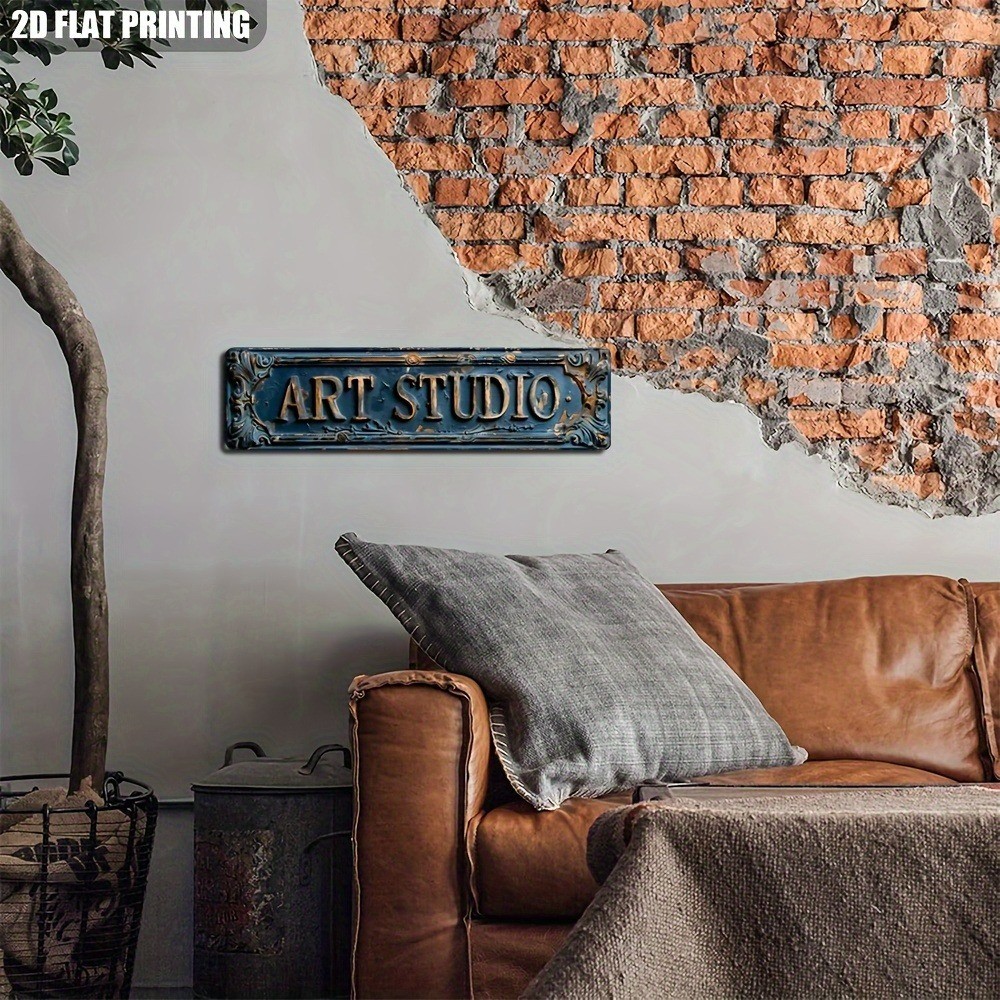 Rustic Art Studio Metal Tin Signs 4×16 Vintage Wall Decor Office Bar Cafe Garage