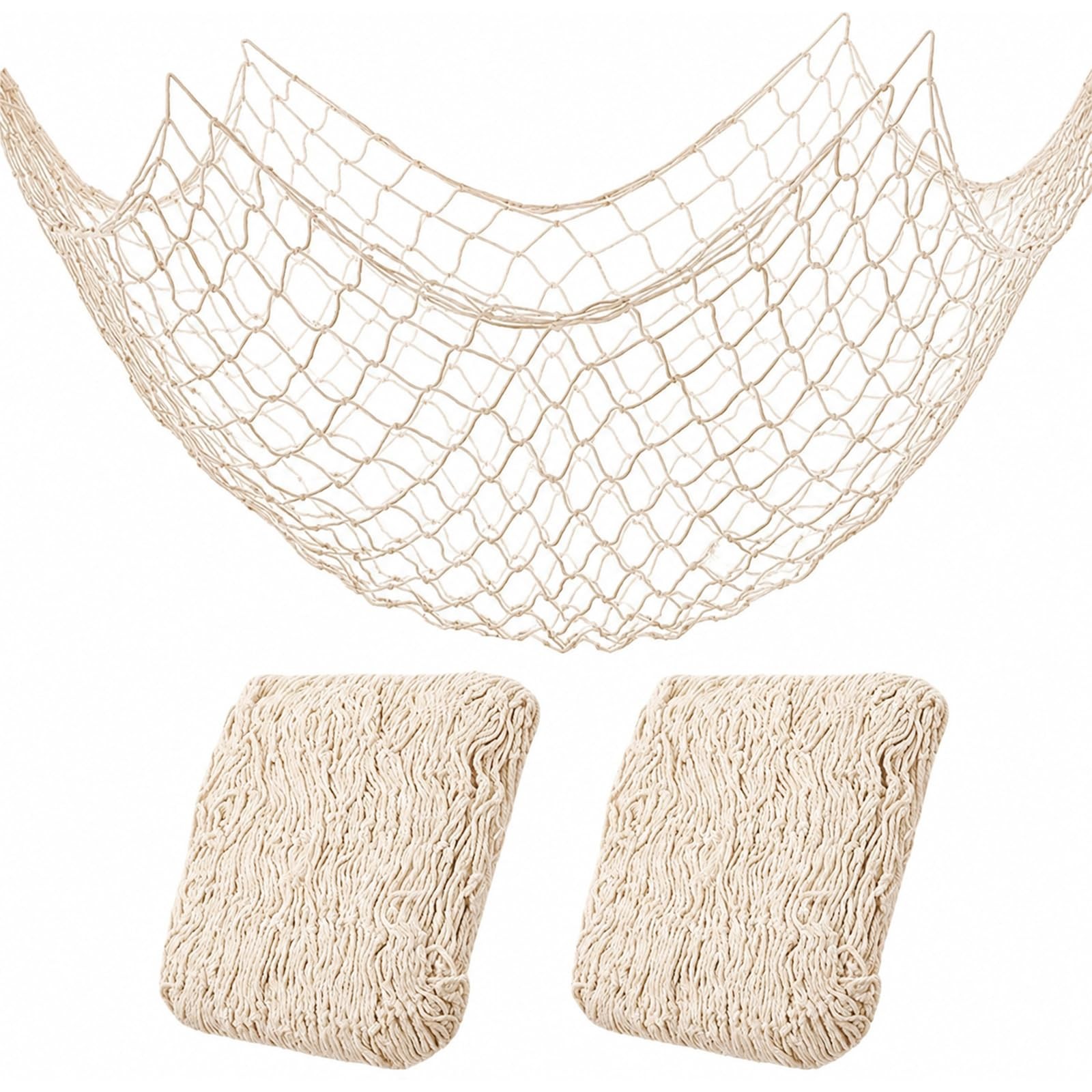 2 Pack Fish Net Decorations for Party, Natural Cotton Hawaiian Table Runner P…