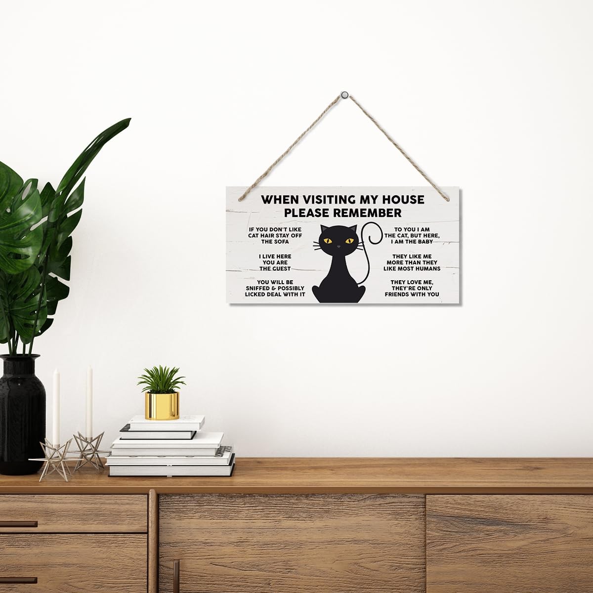 Cat Decor, When Visiting My House Please Remember, Decorative Hanging Wall Pl