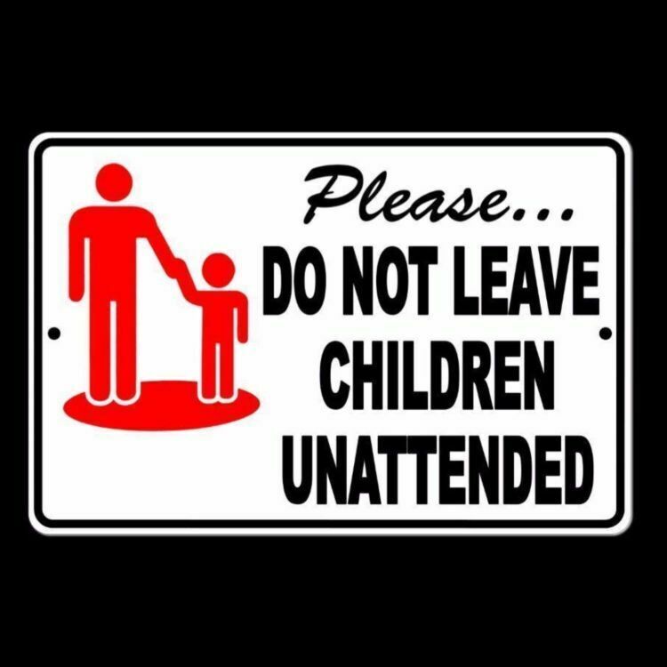 Please Do Not Leave Children Unattended Sign neighborhood store warning SNW007