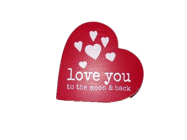 Sixtree Handcrafts I love you to MOON/BACK glitter HEARTS wood plaque 8×8″STEtb