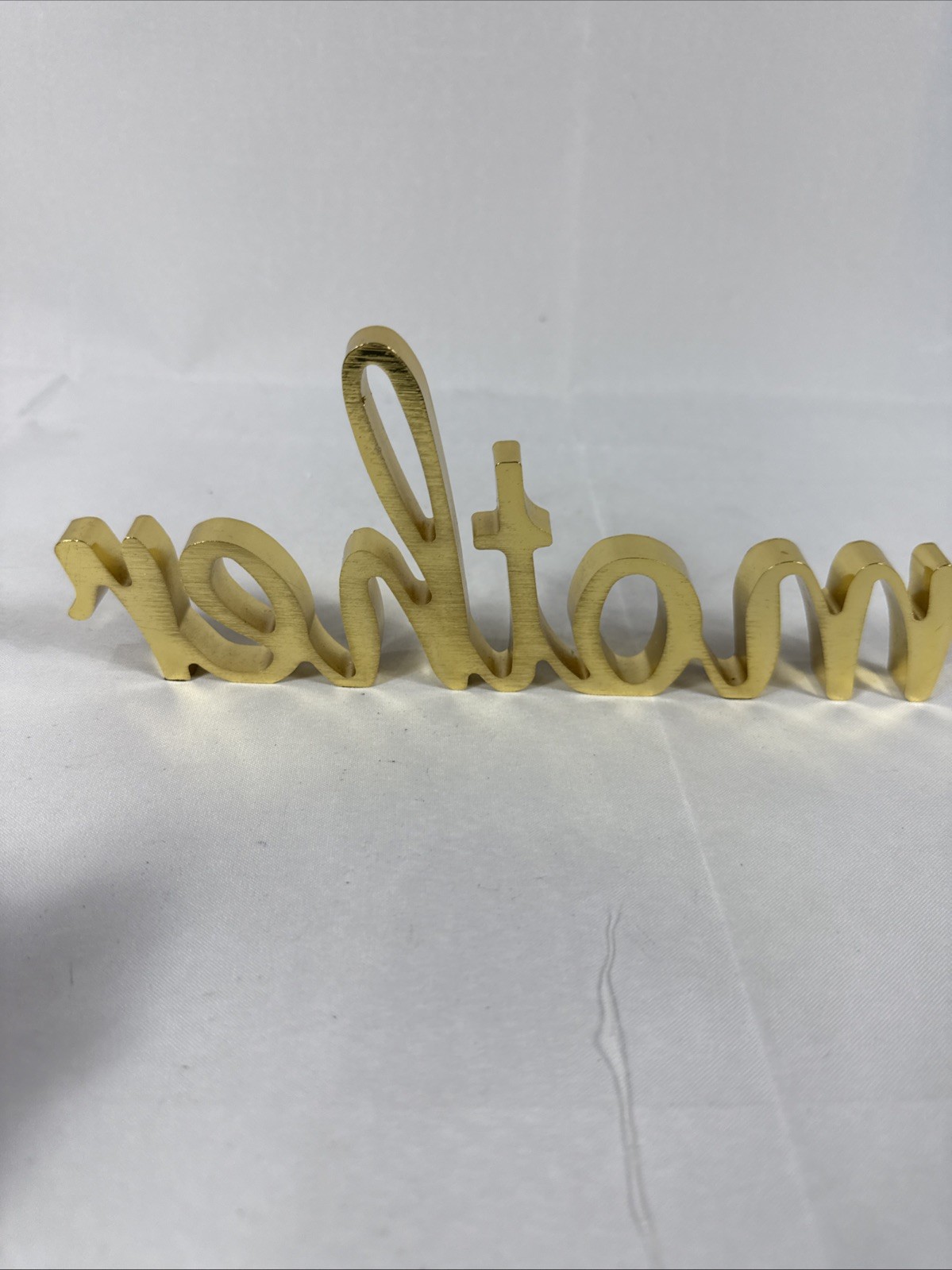 Mother Shelf Sitte Gold Tone Metal Cursive Contemporary Decor 9″