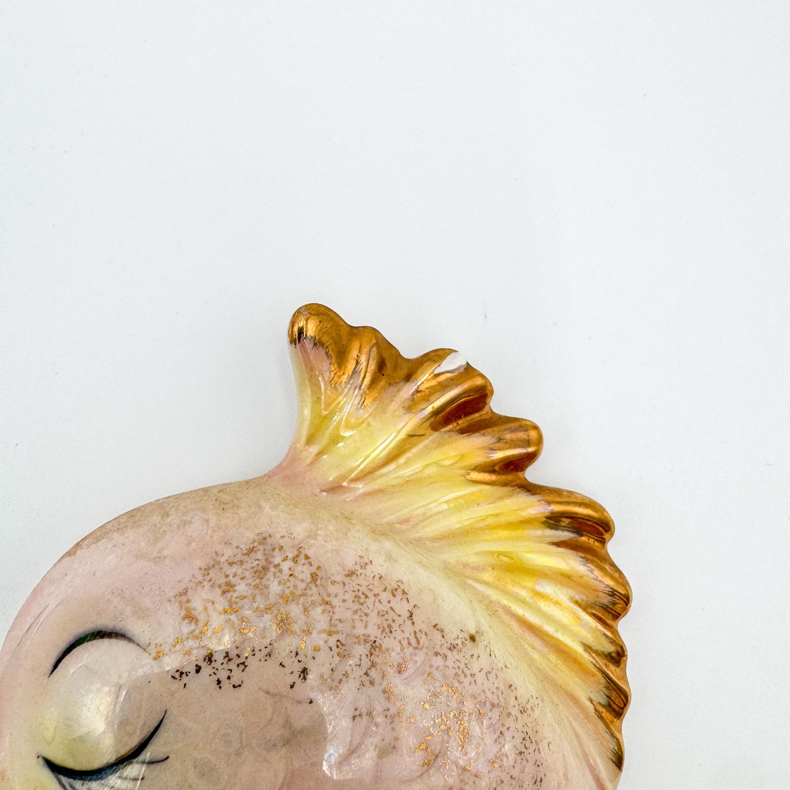 Vintage Norcrest Ceramic Blue Pink Kissing Fish Wall Plaques Decorations Kitsch