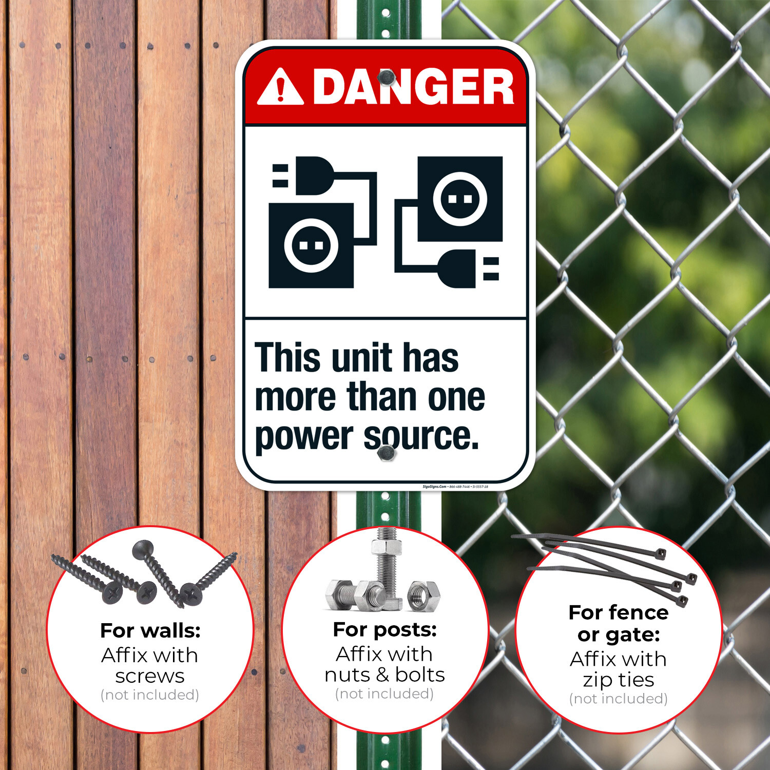 This Unit Has More Than One Power Source Sign, ANSI Danger Sign,