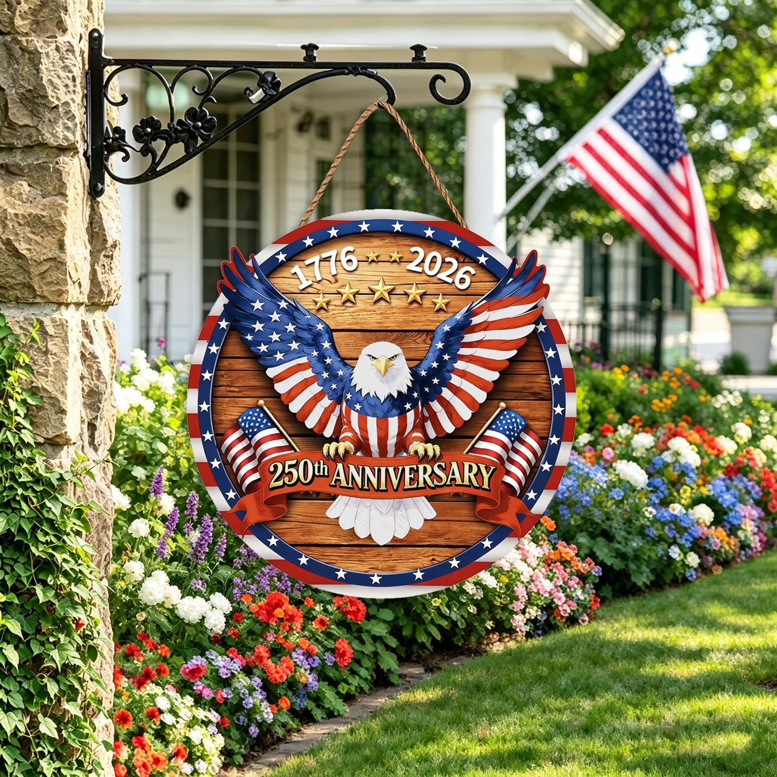 USA 250th Anniversary Decoration, Wooden 4th of July Eagle Door Sign 17762026…