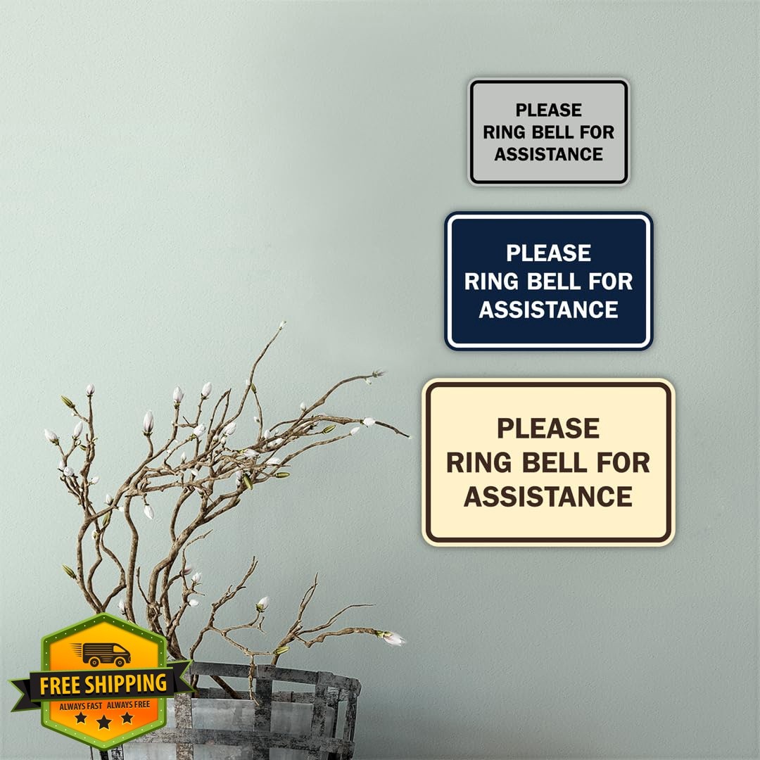 Signs ByLITA Ring Bell Sign Medium Navy Blue/White