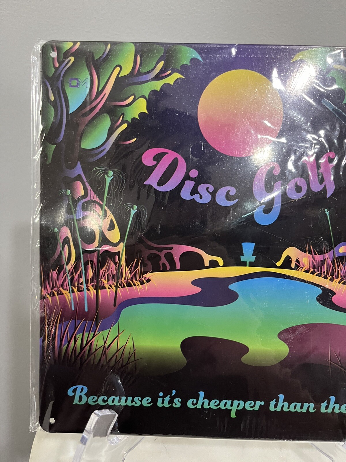 Lightweight Metal Psychedelic Trippy Colorful Disc Golf Therapy Hanging Wall Art