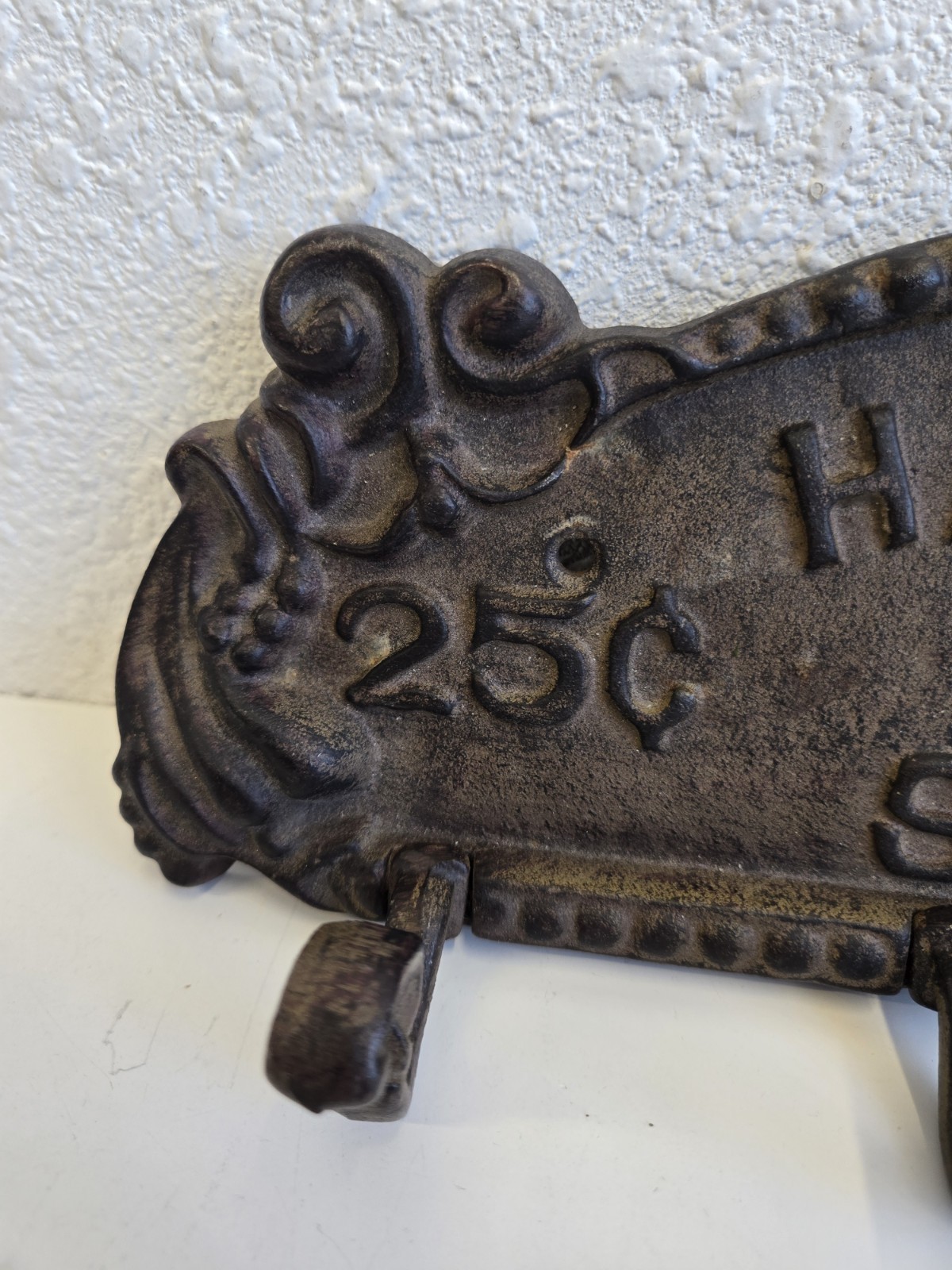 Cast Iron Hair Cut & Shave 25 Cents Barber Shop Plaque Sign Rusty Patina