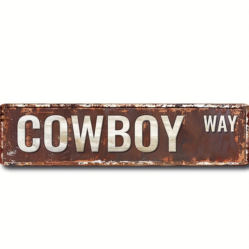 Vintage Cowboy Way Metal Sign Rustic Western Decor Retro Bar Man Cave Wall Art