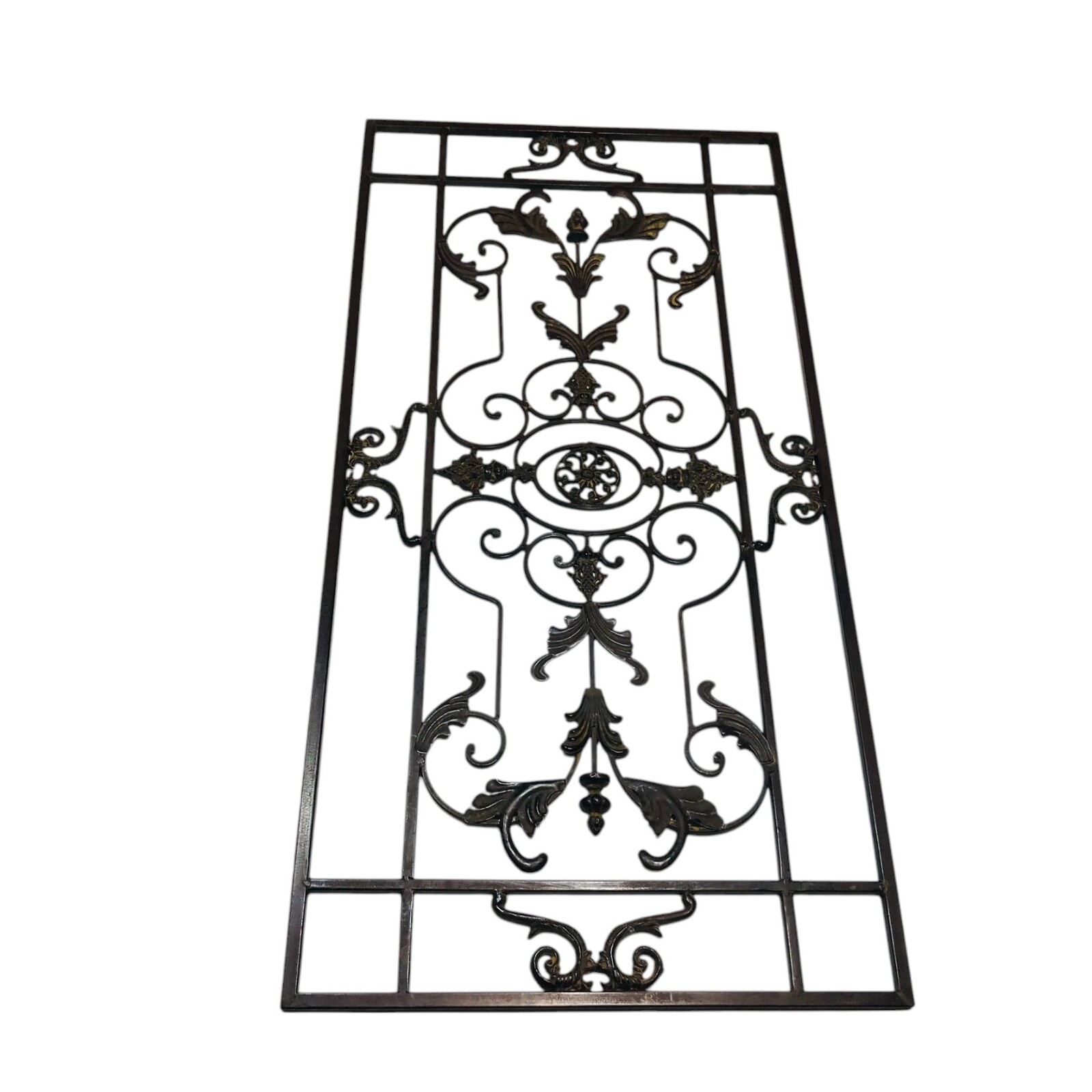 Wrought Iron Rectangular Rustic Wall Decor Scroll Design 39 in x 19.5 in