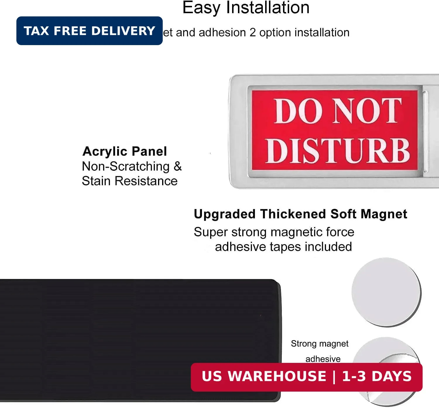 Do Not Disturb Sign – Privacy Slider Door Hanger Non-Scratch Magnetic Slider Doo