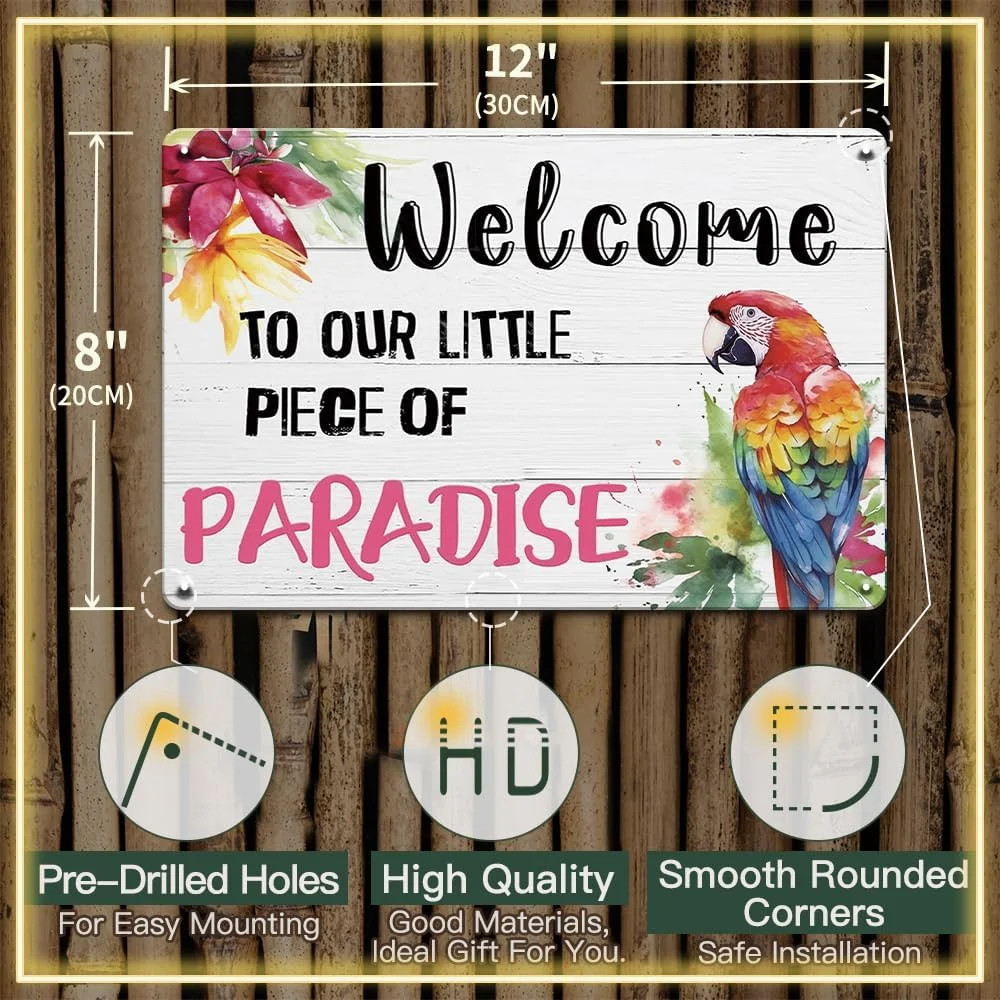 YOYI ART Patio Decor Pool Decorations Outdoor Tiki Bar Signs – Welcome To Our Li