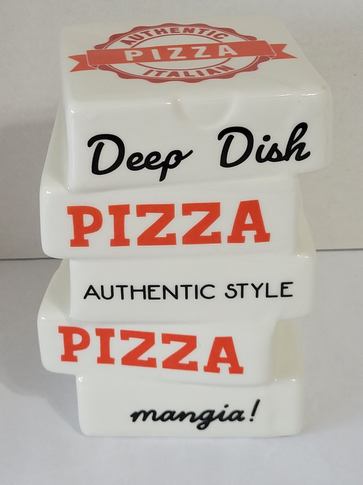 Vintage Boston Warehouse Decor Stack of Pizza Boxes Ceramic Italian Deep Dish