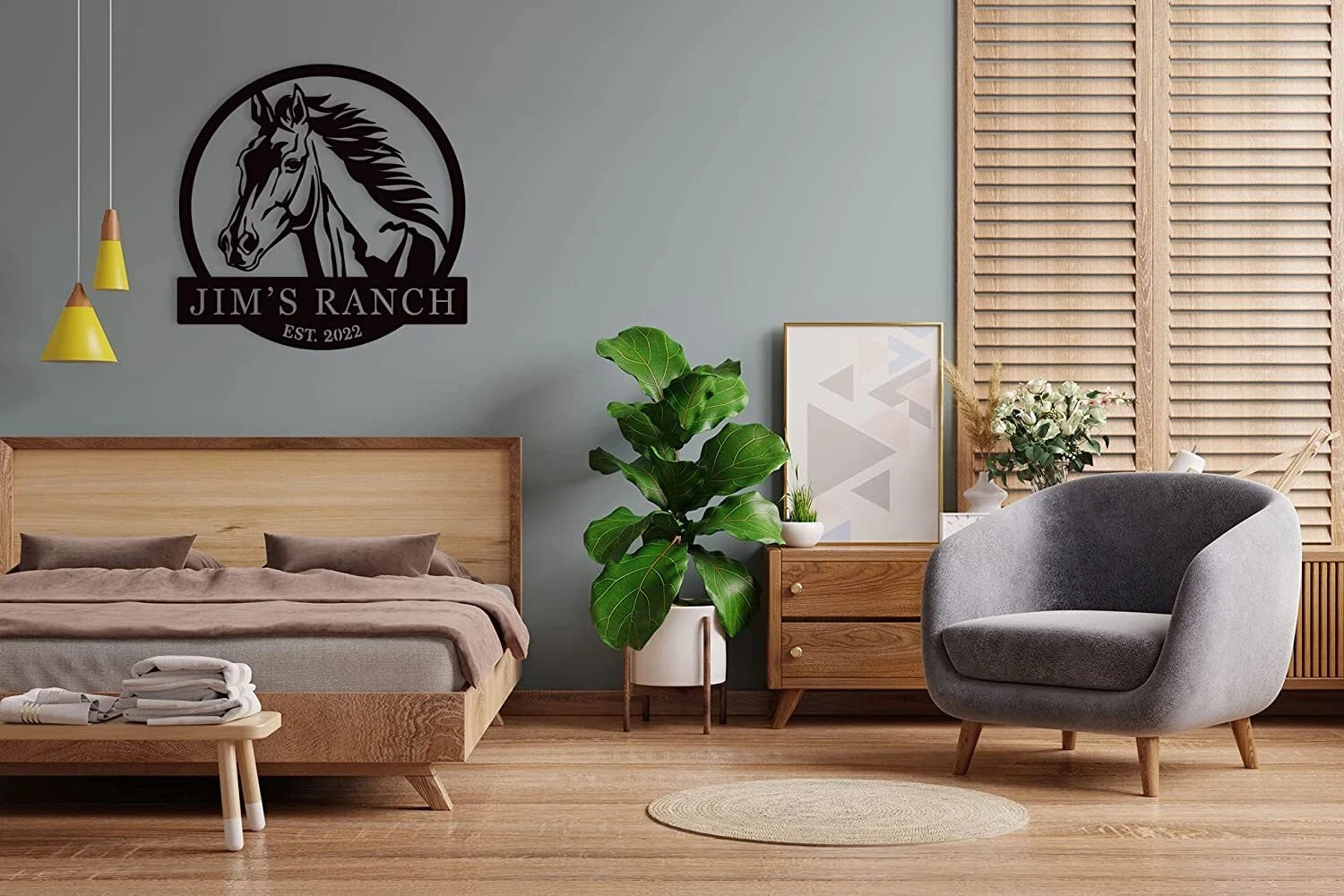 Personalized Horse Ranch Metal Sign Custom Family Name Farmhouse Wall Art Decor
