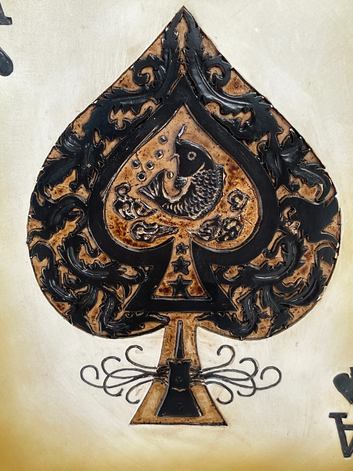 VTG Playing Card Suit Resin Wall Art Fanned Ace King Queen Jack Game Room 22″