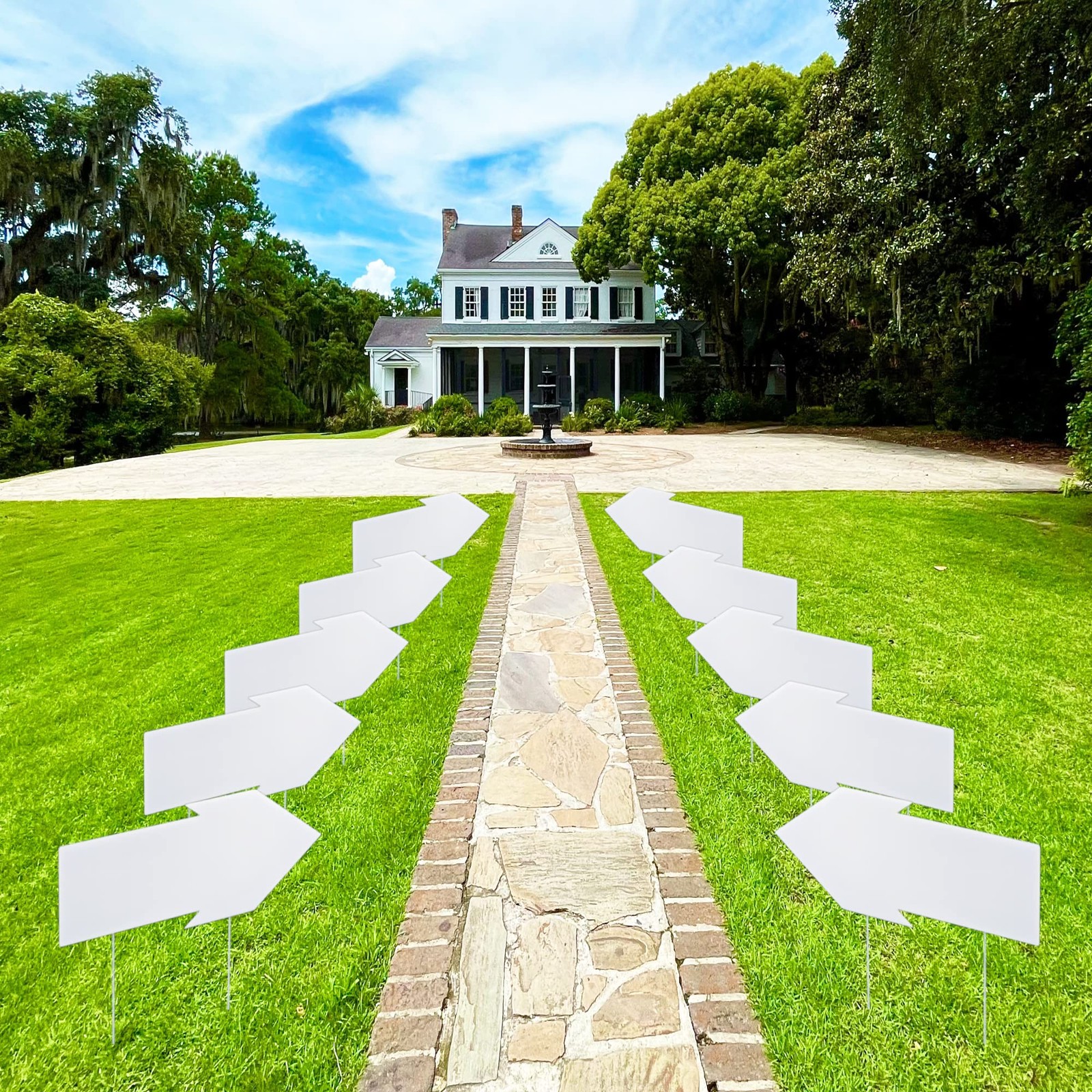 Blank Arrow Signs 15x7in 20 Pcs with Stakes – DIY for Party Decorations, Open