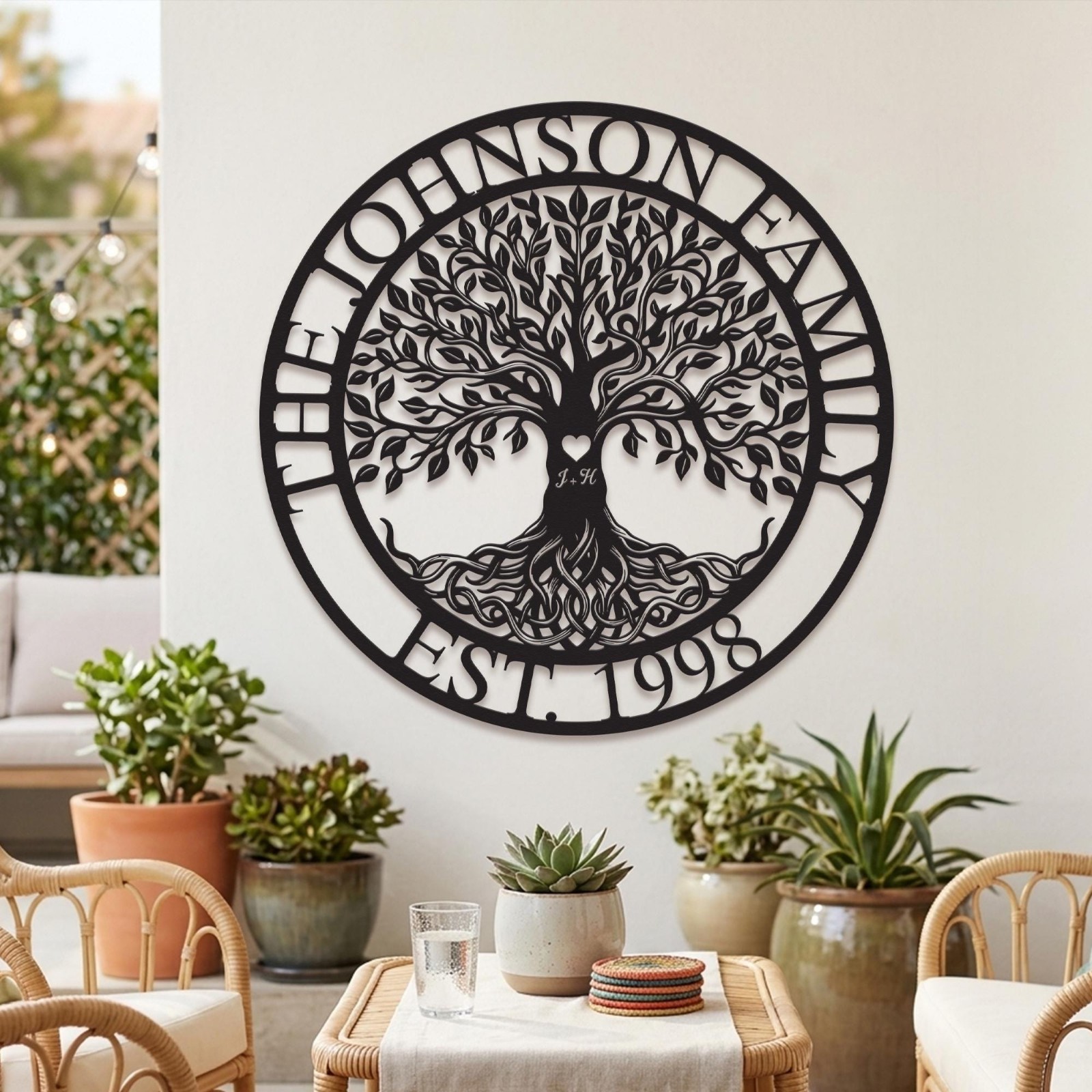 Personalized Tree of Life Metal Sign, Custom Family Name Gift
