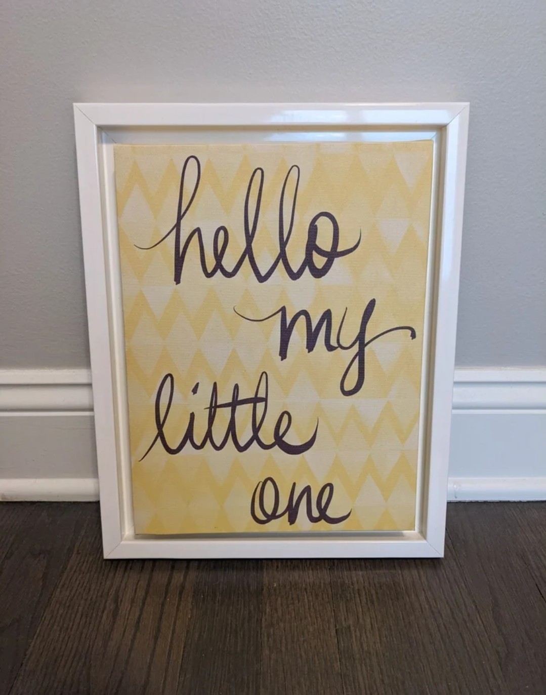 Nursery Wall Art – “Hello My Little One” Framed Word Art 14.5 x 11.5